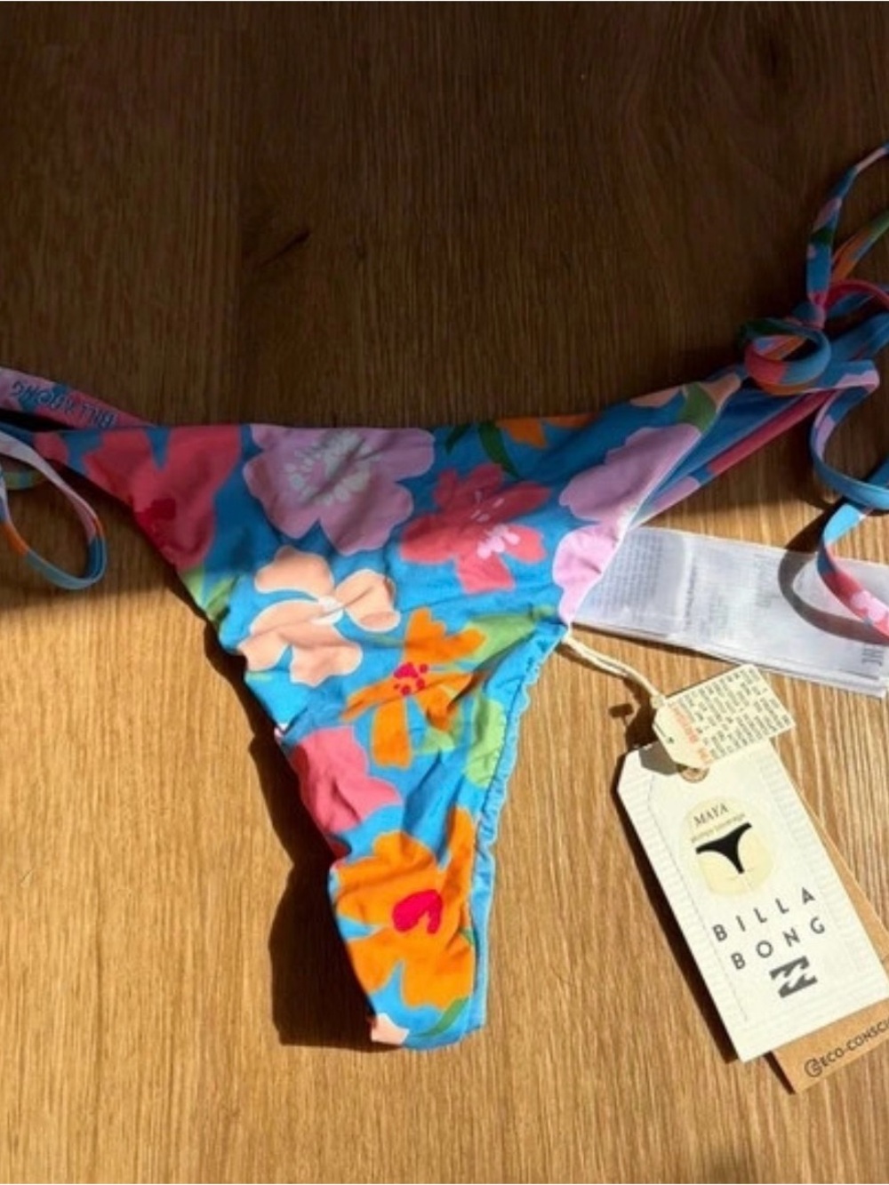 Billabong Blue Floral Tie-Side Bikini Bottoms